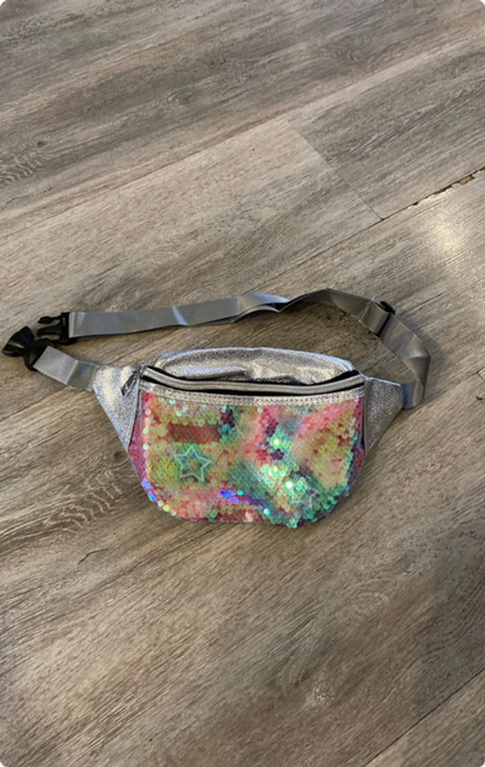 Sac banane à paillettes multicolores