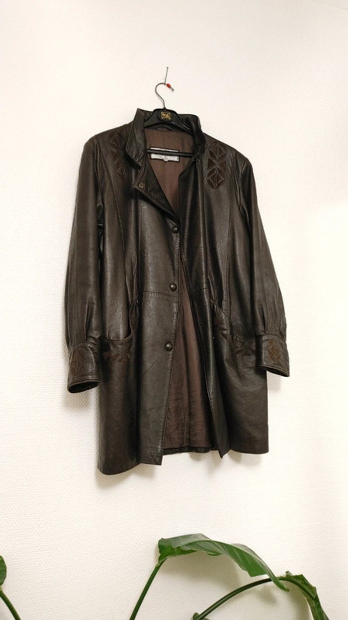 Manteau vintage en cuir Au Renard vintage hiver très chaud - photo numéro 4