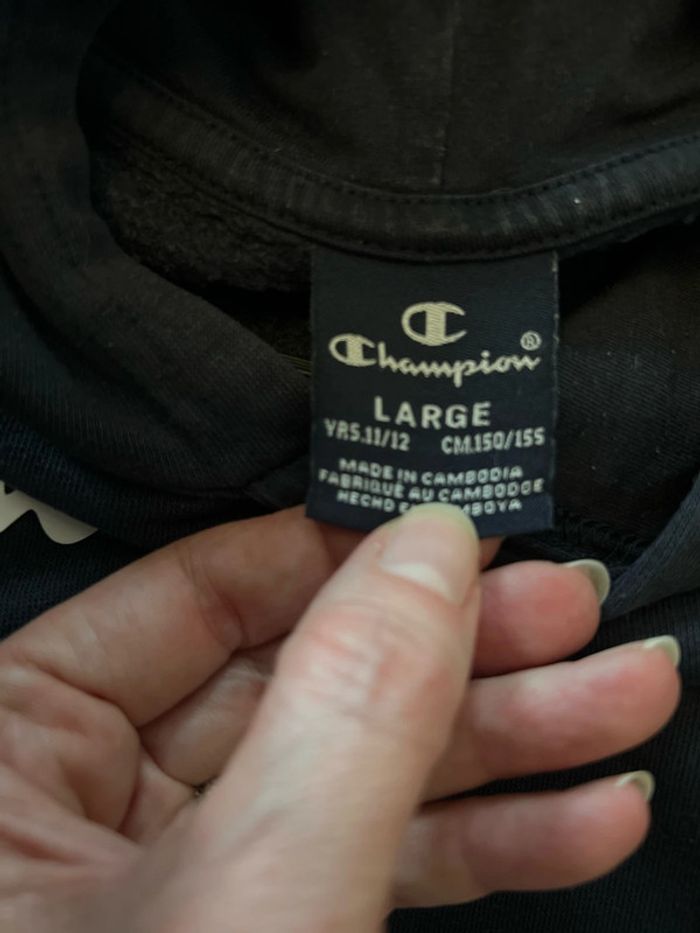 Sweat-shirt à capuche noir 11/12 ans mixte - Champion - photo numéro 3