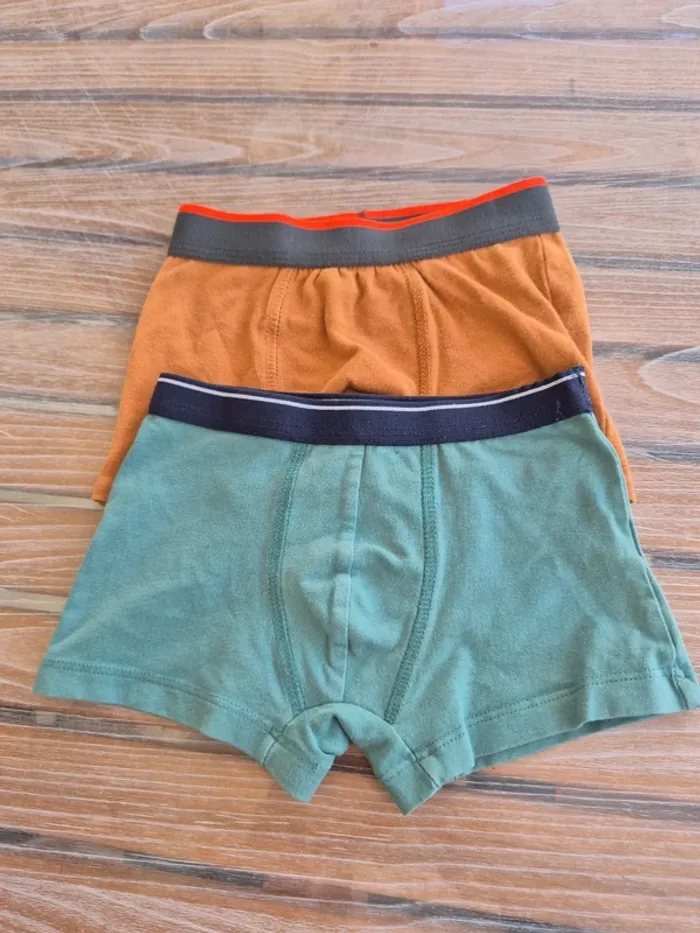 Lot de 2 caleçons vert et rouille