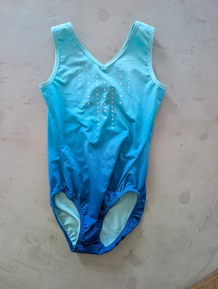 Justaucorps de gymnastique sans manches fille turquoise - photo numéro 3