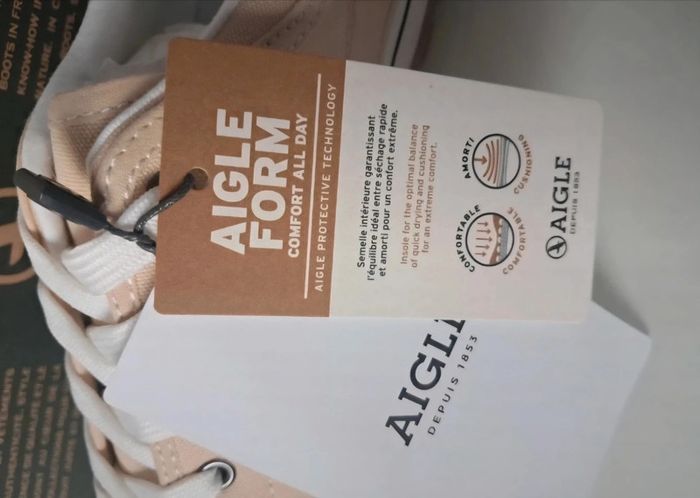 Aigle baskets été en toile beige P.41 neuves - photo numéro 7
