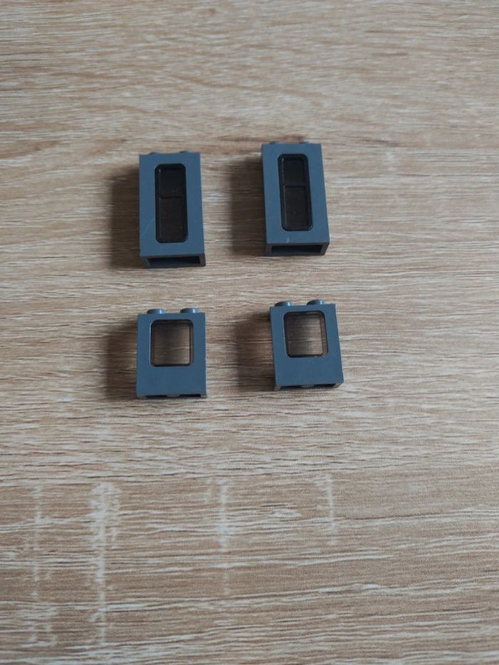 Lego 4855 lot 4 fenêtres train gris foncé - photo numéro 2