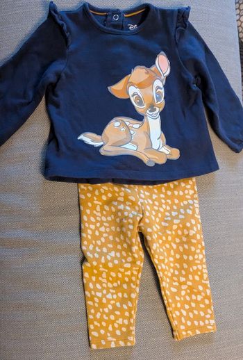 Ensemble pantalon+haut d'hiver sur le thème Bambi taille 74 cm
