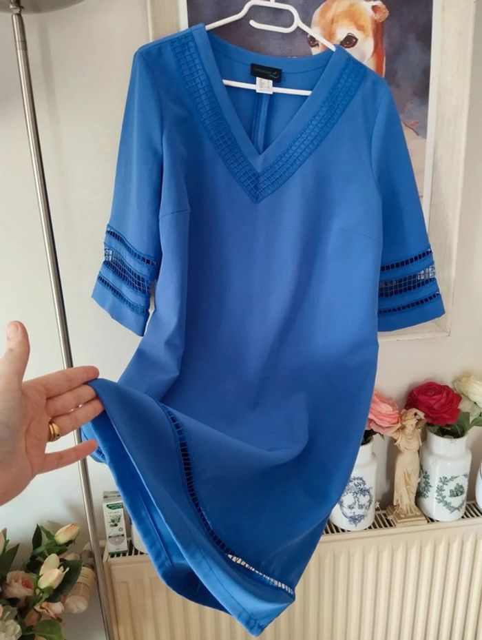 🌿Robe Bleue 3/4 Ajourée Création L,Taille 38/40🌿 - photo numéro 15