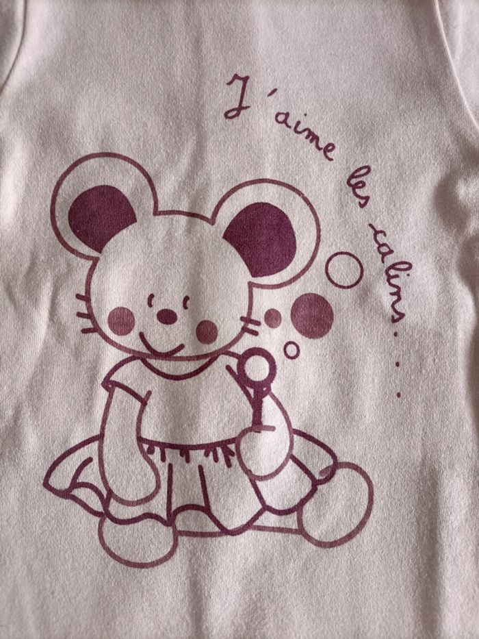 Pyjama coton 🐭 rose pâle 1 mois - photo numéro 2