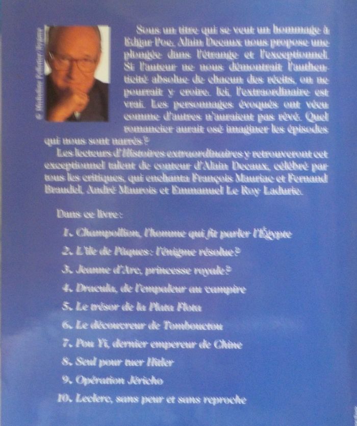 HISTOIRES EXTRAORDINAIRES par Alain DECAUX Ed. Perrin - photo numéro 2