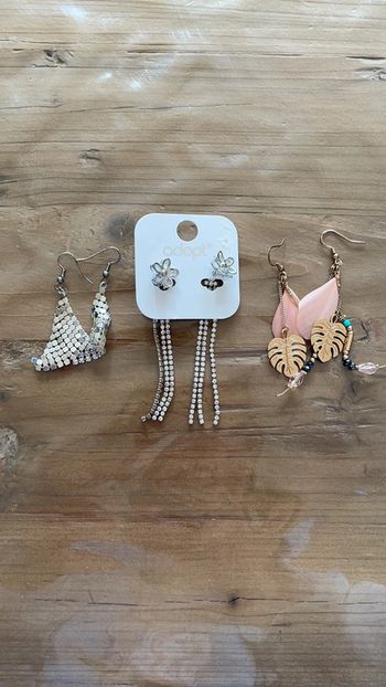 Lot de 3 paires de boucle d’oreille pendante