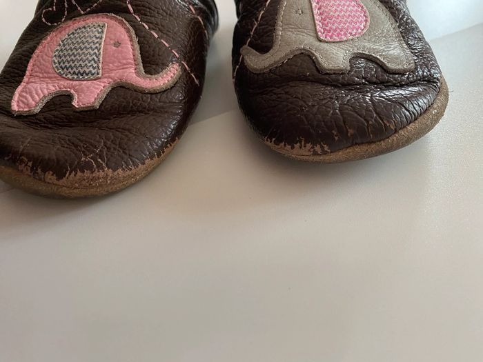 Chaussons éléphants rose et chocolat taille 24/25 - photo numéro 3