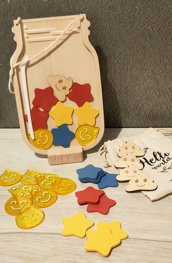 Pot de récompense bois bocal propreté bébé 