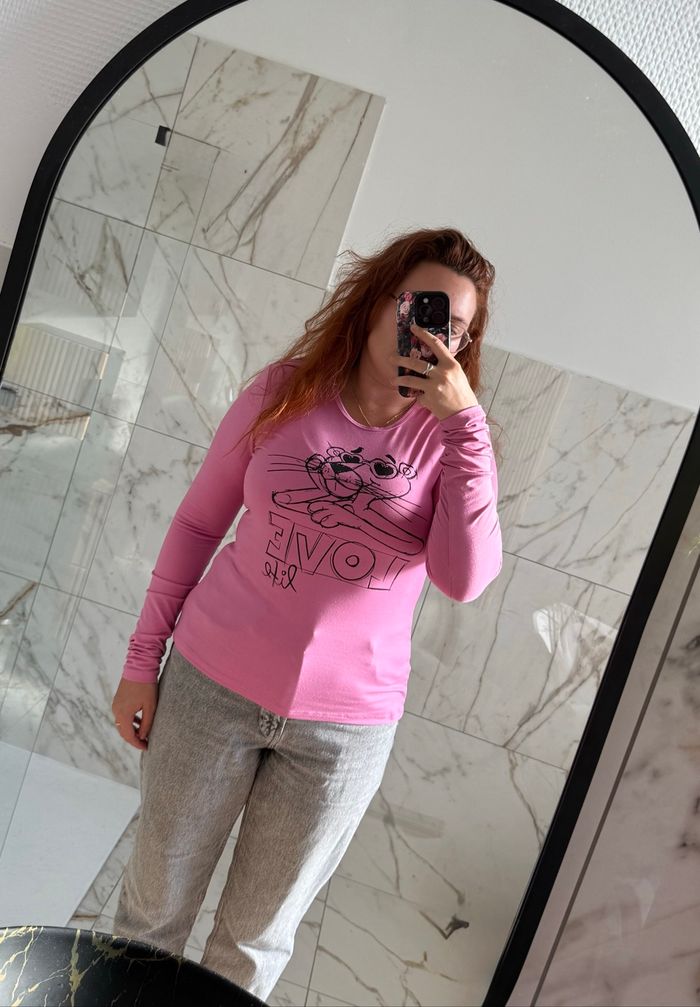 T-shirt long panthère rose - photo numéro 5