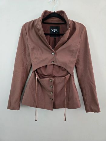 Veste cintrée asymétrique Zara marron boutonnée taille XS avec col structuré
