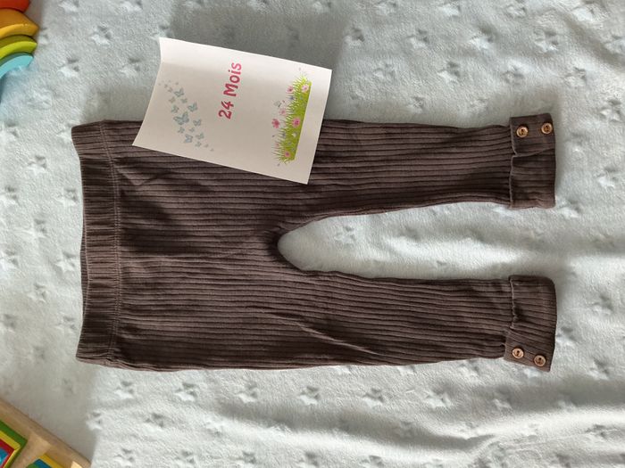 legging côtelé gris taille élastique 24 mois kiabi - photo numéro 3