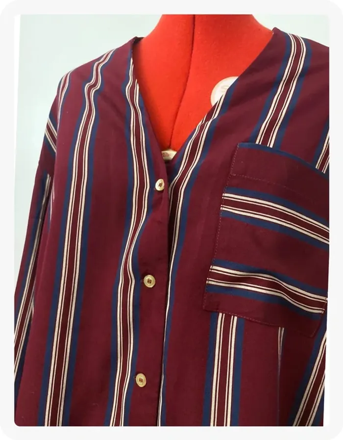 Robe chemise rayée bordeaux Mango - photo numéro 2