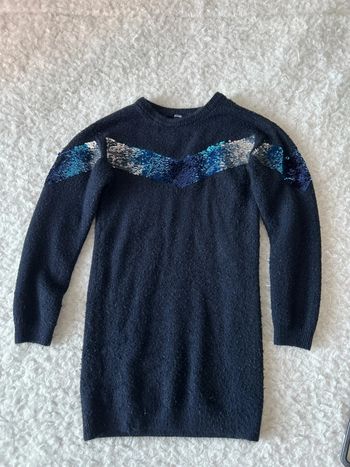 Robe lainage bleu marine et sequins 12 ans