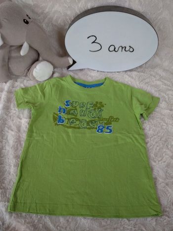 Tee shirt chemise manches courtes Garçon 3 ans Surf Hawaï beach 85 surfers Nky 100% coton