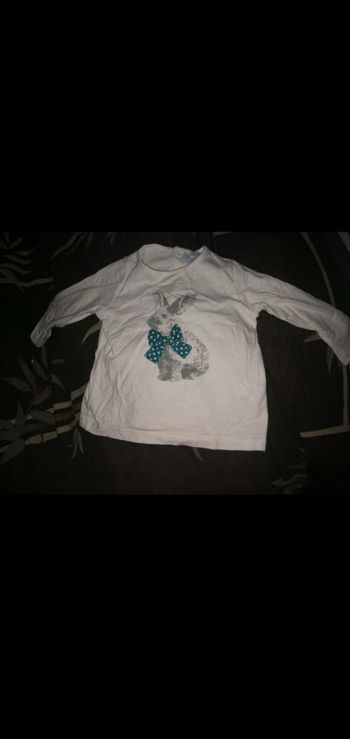 Tee shirt 12 mois Manches longues blanc imprimé lapin
