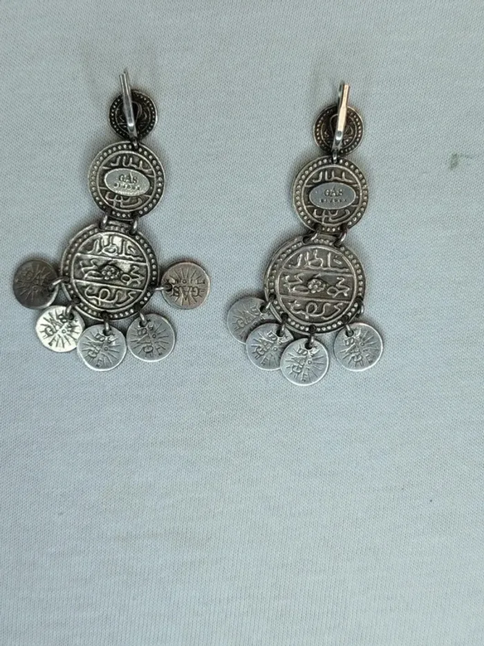 Boucle d'oreille - Gas - 5 cm fermoir boucle - Monnaie pièces médailles BO12 - photo numéro 3
