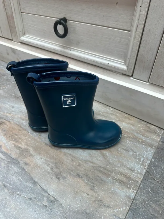 Weishuo Bottes de Pluie Enfant PVC 24 bleu marine - photo numéro 4