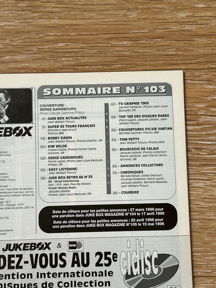 Revue musique jukebox magazine - 103 - avril 1996 - Gainsbourg - photo numéro 2