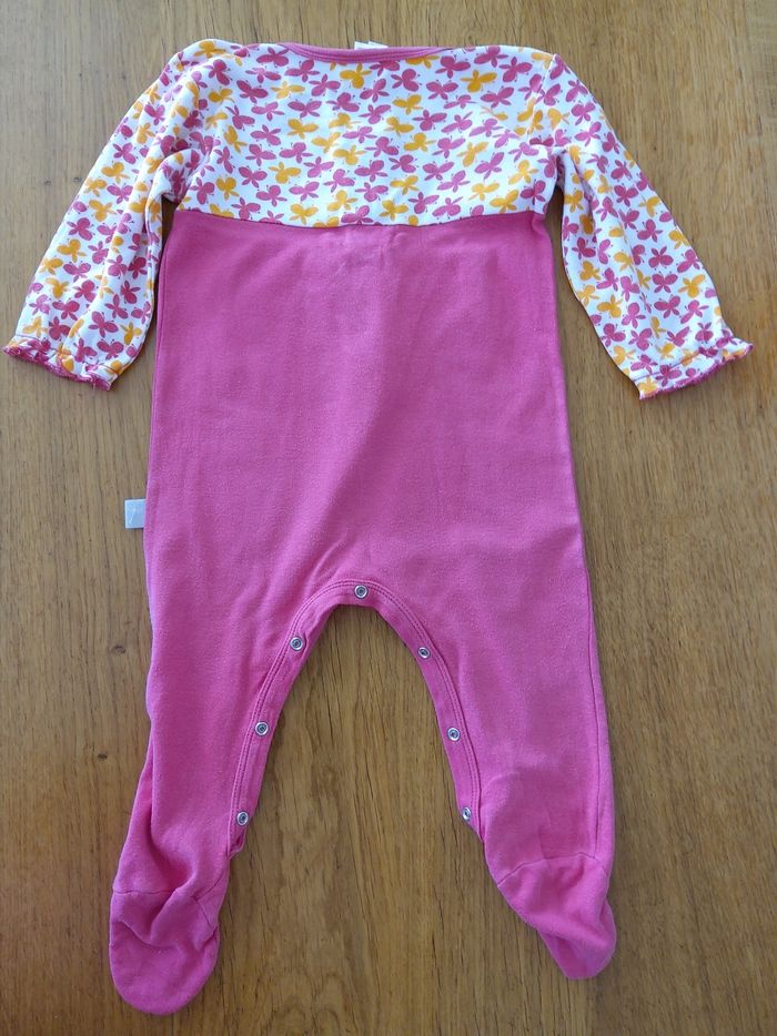 Pyjama rose à motifs papillons 12-18mois - photo numéro 2