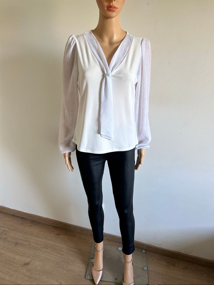 Blouse blanche à manches longues Morgan taille S comme neuve - photo numéro 3