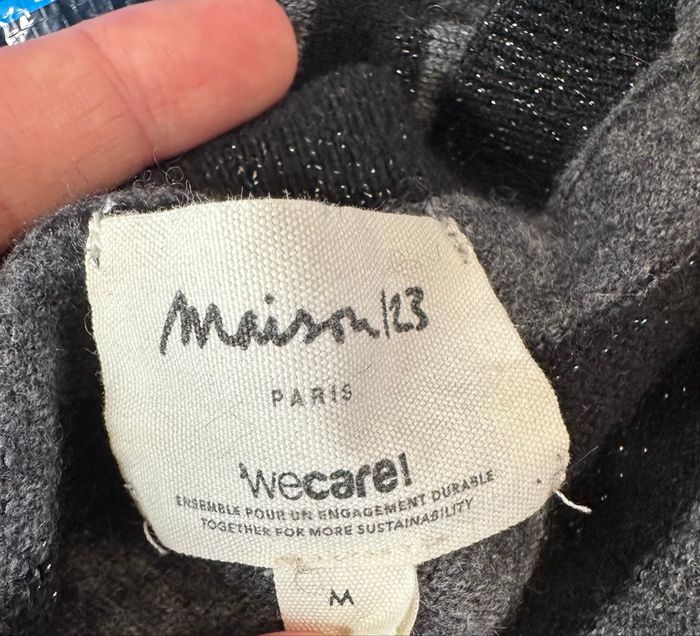 Pull marinière cachemire et laine gris et noir pailleté Maison 123 T38 M - photo numéro 6