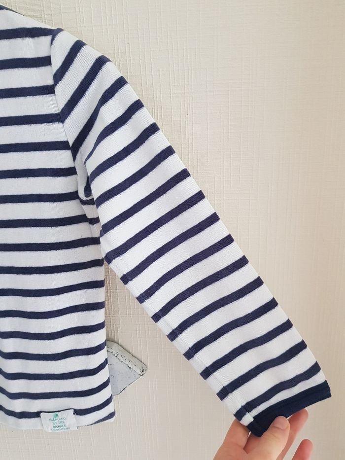 Haut de pyjama blanc à rayures bleues Okaidi 8 ans - photo numéro 5