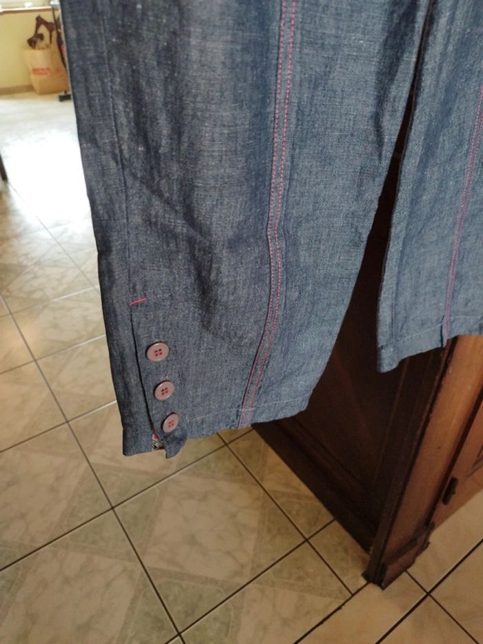 Pantacourt bleu rose vintage style denim y2k 38 - photo numéro 5