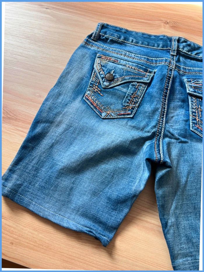 Short en jean vintage brodé bleu – Femme M/L - photo numéro 7