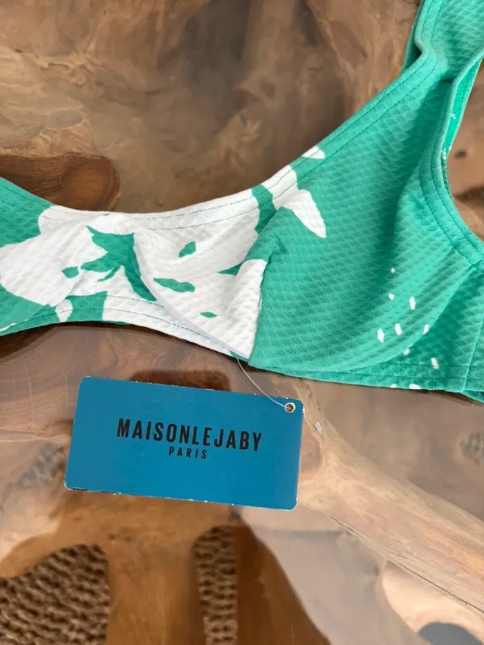 Haut de maillot de bain Maison Lejaby vert blanc 85B - photo numéro 4