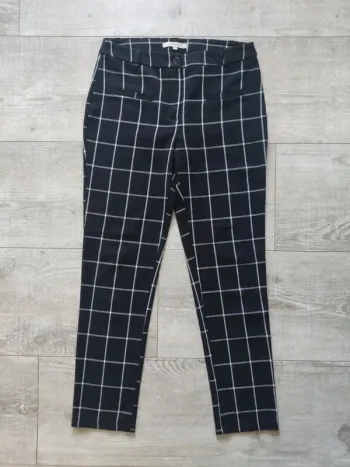 Pantalon noir à carreaux blancs taille 40 La Fée Maraboutée