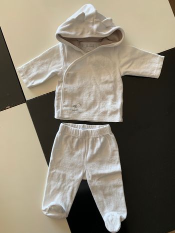 Ensemble velours Blanc Petites oreilles 3 mois