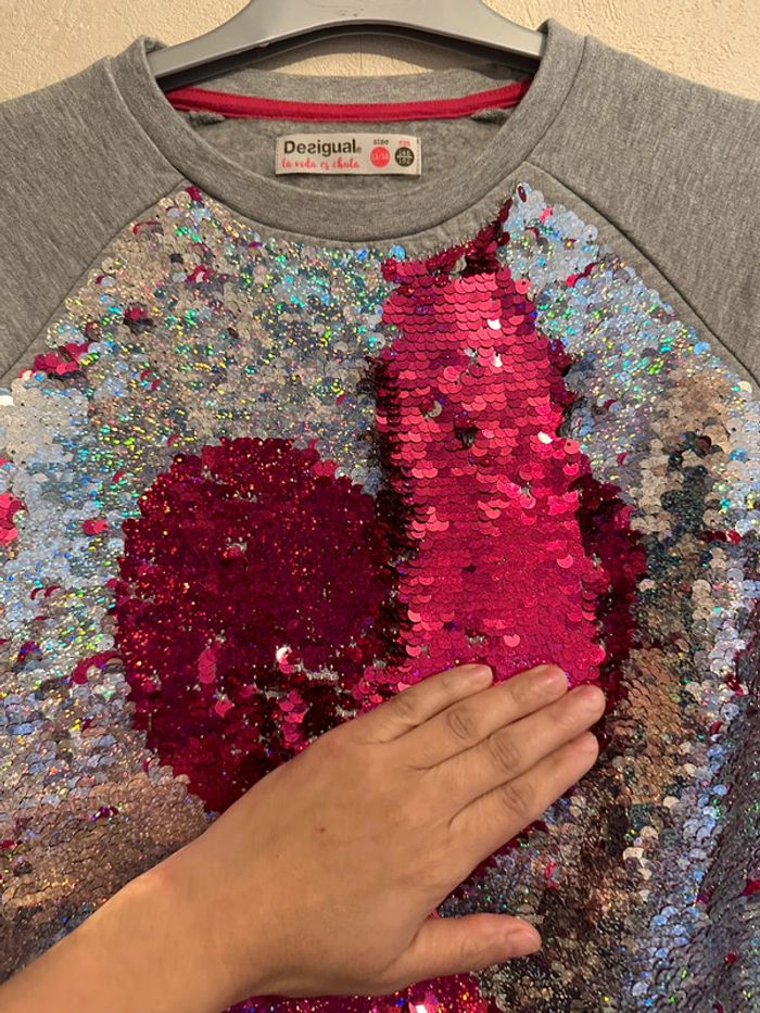 Sweat sequins magique imprimée à cœur fille 11-12 ans Desigual - photo numéro 10