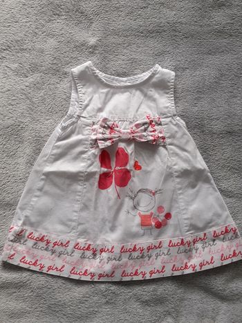 Robe fille sans manches 3 mois blanche et rouge neuve