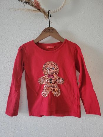 Tee-shirt manches longues filles 6 ans pain d'épice sequin