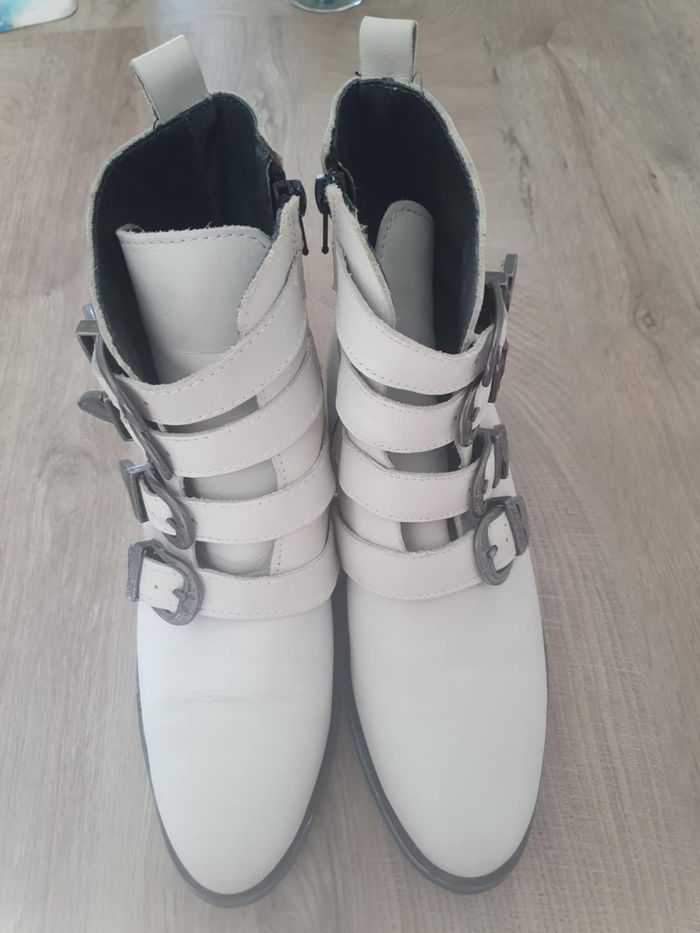 bottines blanches T39 cuir - photo numéro 2
