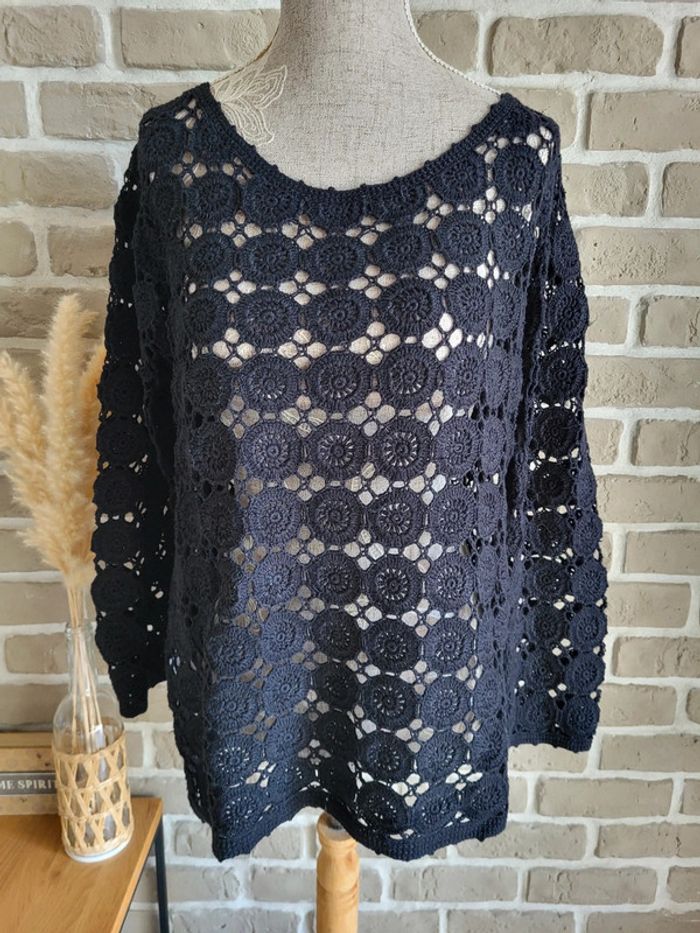 Beau pull en crochet noir Laura Ashley - Bohème chic - photo numéro 6