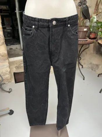 Bershka - Jean noir taille haute mom en coton comme neuf