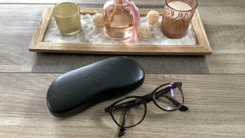 Monture Rayban marron écaillée avec boîtier rigide