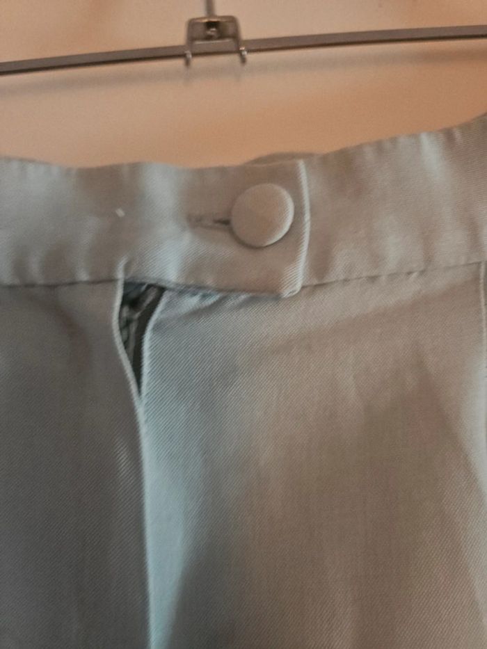 Pantalon droit léger cousu main, taille haute, bleu, taille M - photo numéro 5