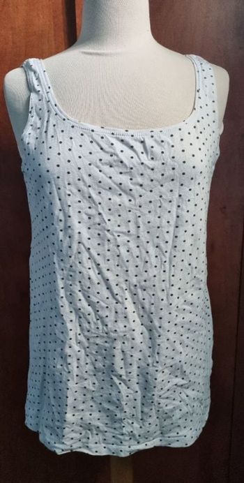 Débardeur blanc à pois noir taille L