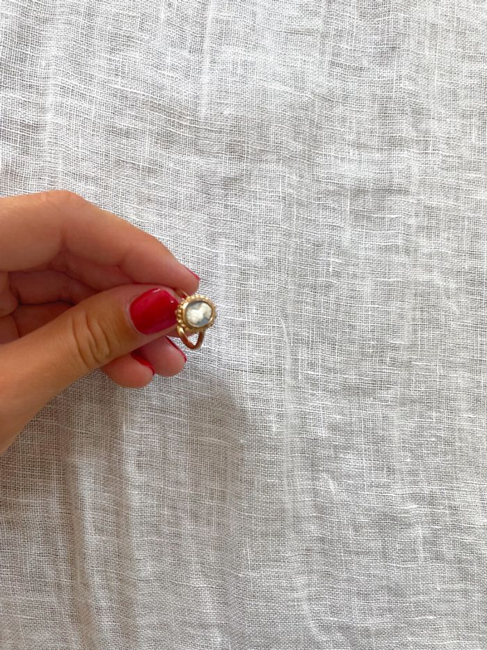 Bague avec motifs doré et bleu clair - photo numéro 3