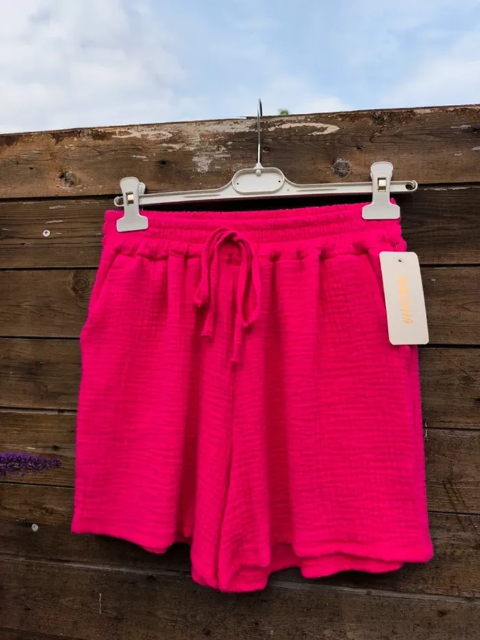 Short rose fushia gaz de coton TU 38 à 44 - photo numéro 5