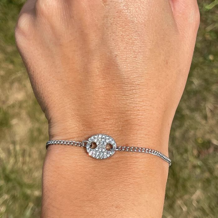 Bracelet argenté scintillant 100 % acier inoxydable/chirurgicale et hypoallergénique