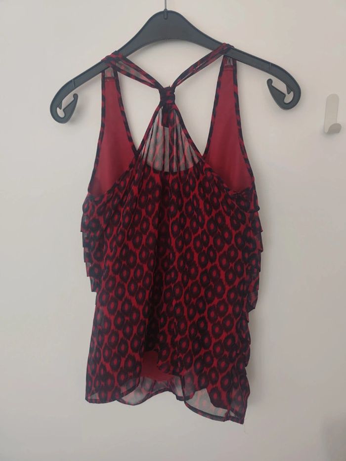 Top débardeur à volants et motifs rouge noir Véro Moda XS dos croisé - photo numéro 4