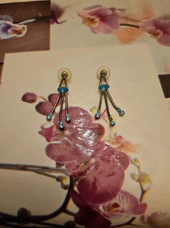 Boucles d'oreilles pendantes fantaisie bleu