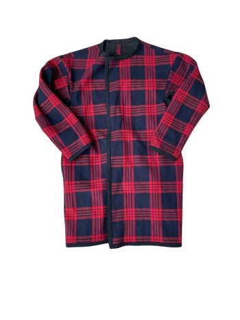 Veste longue à carreaux rouge et noir taille L