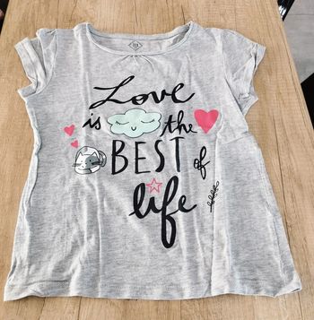 T-shirt manches courtes fille gris taille 7/8 ans Tex