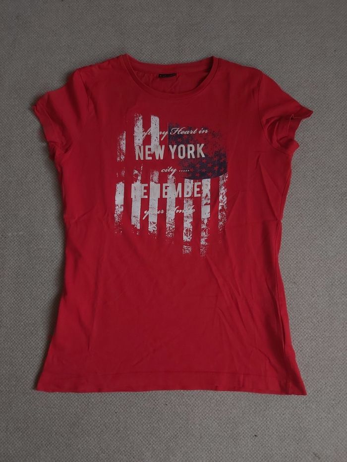 Tee-shirt manches courtes rouge thème New York 16 ans - Influx
